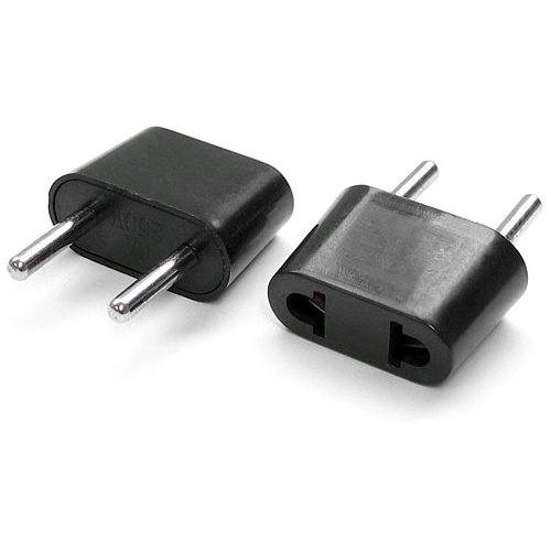 Image of a plug adaptor - required for non-European appliances.
